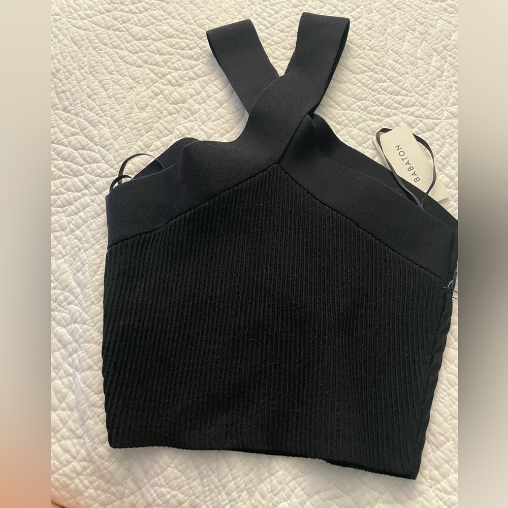 Womens Babaton Black Criss Cross Lexicon Crop Tank Top size XS